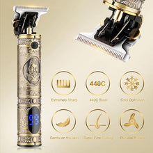 Load image into Gallery viewer, Hair Clippers for Men,Professional Cordless Barber Trimmer Set,Nose and Ear Hair Trimmer with Razor Replacement Head,USB Rechargeable Hair Cutting Grooming Kit-LED Display (Gold-1)
