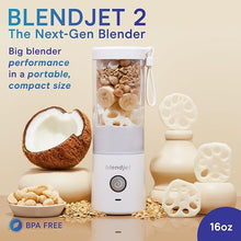 Load image into Gallery viewer, BlendJet Portable Blender for Smoothies &amp; Shakes - 16oz BlendJet 2 Cordless Personal &amp; Small Blender, USB-C Rechargeable &amp; Self Cleaning - Quiet Mini Travel Blender with Stainless Steel Blade (White)
