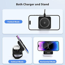 Load image into Gallery viewer, Wireless-Charger 3 in 1 Apple-Charging-Station-Cube Nightlight Lamp 15W Magnetic Charger Stand Foldable Charging Dock for iPhone 16/15/14/13/12/AirPods/Apple Watch(No Adapter)
