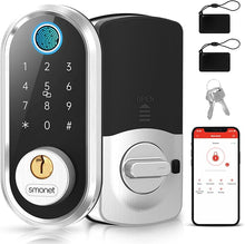 Load image into Gallery viewer, Smart Door Lock Keyless Deadbolt: SMONET Smart Locks for Front Door Fingerprint Keyless Entry Electronic Digital Bluetooth Key Fob Code APP Touch keypads Work with Alexa
