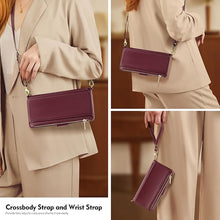 Load image into Gallery viewer, Antsturdy Compatible with Samsung Galaxy S25 Wallet Case for Women?RFID Blocking? Crossbody Phone Case PU Leather Zipper with Wrist Strap Flip Cover Credit Card Holder for S25 6.2&quot;,Wine Red
