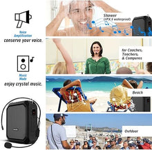 Load image into Gallery viewer, SHIDU Voice Amplifier,18W Portable Megaphone PA Systems Speaker with Wired Mic Headset, IPX5 Waterproof &amp; 4400mAh Rechargeable Battery for Teacher, Tour Guide, Training (Black)
