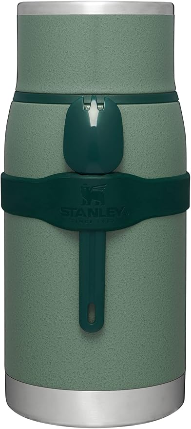 Stanley Adventure To-Go Food Jar and Spork 36 oz | Vacuum Insulated Thermos Food Container | Wide Mouth Screw On Lid | Stainless Steel | BPA-Free | Hammertone Green