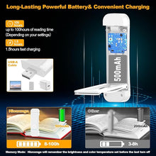 Load image into Gallery viewer, Book Reading Light,Silent Touch Book Lamp for Reading in Bed,Rechargeable Clip on Booklight with 3 Amber Colors &amp; 7 LEDs Precise Dimming for Eye Caring Night Reading,Book Lovers,Kids,White
