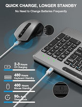 Load image into Gallery viewer, Wireless Keyboard and Mouse Combo, Ergonomic Keyboard with Wrist Rest, Phone Holder, Sleep Mode, 2.4G Lag-Free Rechargeable Compact Silent Cordless Keyboard Mouse for Windows, Mac, Laptop, PC (Silver)
