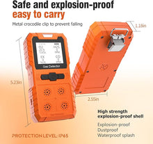 Load image into Gallery viewer, 4 Gas Detector, detectable CO,O2,H2S,EX, Rechargeable LCD Display Portable Gas Monitor Sound, Light and Vibration Alarm Gas Sniffer(Orange)
