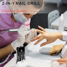 Load image into Gallery viewer, AZ GOGO Nail Drill Machine, 35000RPM Rechargeable Professional Portable Nail Drills for Acrylic Gel Nails - Low Noise &amp; Low Vibration Coreless Motor E-File (Black)

