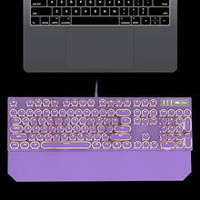 Load image into Gallery viewer, Camiysn Typewriter Style Mechanical Gaming Keyboard, Purple Retro Punk Gaming Keyboard with White Backlit, 104 Keys Blue Switch Wired Cute Keyboard, Round Keycaps for Windows/Mac/PC
