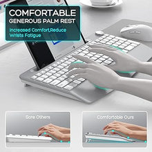 Load image into Gallery viewer, Wireless Keyboard and Mouse - Full-Sized Ergonomic Keyboard with Wrist Rest, Phone Holder, Volume Knob,2.4GHz Silent Cordless Keyboard Mouse Combo for Computer, Laptop, PC, Mac, Windows -White
