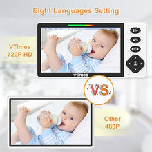 Load image into Gallery viewer, Baby Monitor with Camera and Audio, 5.5&quot; 720P HD Screen Video Baby Monitor No WiFi VOX Mode Pan-Tilt-Zoom Alarm and 1000ft Range, Night Vision Night Light Lullaby, Ideal for Baby/Elderly/Pet
