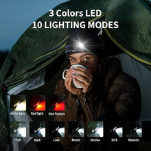 Load image into Gallery viewer, WUBEN H1 Rechargeable Headlamp, 1200 High Lumen Ultra Bright LED Head Lamp, 11 Modes 180°Adjustable IP68 Headlight with Red Light for Outdoors Camping Hunting Hiking Running Fishing Gear
