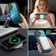 Load image into Gallery viewer, for iPhone 17 Detachable Wallet Case Compatible with Magsafe for Women, RFID Blocking 9-Card Holder Zipper Wrist Strap Lanyard PU Leather Magnetic Phone Case for iPhone 17 6.3", Blue Green
