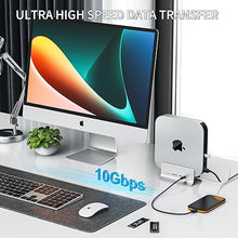 Load image into Gallery viewer, Minisopuru Mac Mini Dock Support M.2 NVMe/SATA SSD, 5 in 1 USB C Hub for Mac Mini, Mac Mini Hub Stand &amp; Docking Station Mac Mini Accessories with 2 USB C 10Gbps Data, TF&amp; SD, M.2 SSD(Not Included)
