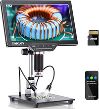 Load image into Gallery viewer, TOMLOV DM202 HDMI Digital Microscope,10.1 Inch LCD Microscope,16MP Coin Microscope Camera with Screen for Adults, Micro Soldering Microscope, TV/Windows/Mac Compatible, 32GB Card Included
