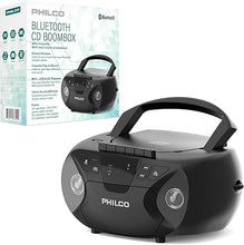 Load image into Gallery viewer, PHILCO Portable Bluetooth Boombox with CD &amp; Cassette Player | Cassette Recorder | Bluetooth Audio | MP3/WMA/CD-R/CD-RW Compatible | FM Radio | 3.5mm Aux &amp; Headphone Jack | AC/Battery for Portability
