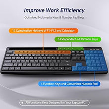 Load image into Gallery viewer, Wireless Keyboard and Mouse Combo, Acebaff 2.4G Quiet Wireless Keyboard Mouse with Phone Tablet Holder,11 Shortcut Keys,Cordless USB Mouse and Keyboard for Computer,PC,Mac,Windows
