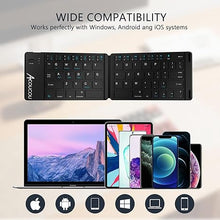 Load image into Gallery viewer, Acoucou Foldable Keyboard and Mouse Combo, Wireless Keyboard and Mouse Set, Portable Travel Keyboard for Tablet Smartphone Laptop, Compatible with Mac/iOS Windows Android System-3 Bluetooth Channels
