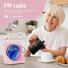 Load image into Gallery viewer, CD Player Portable with Bluetooth 5.1Desktop CD Player with HiFi Sound Speakers,Remote Control,Dust Cover,LED Display,Boombox FM Radio,USB/AUX for Home (Pink)
