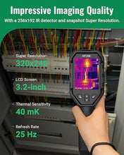 Load image into Gallery viewer, HF256 Thermal Imaging Camera, 256 x 192 IR Resolution, Super Resolution 320 x 240 Therma Camera, 3.2" LCD Screen, 25 Hz Frame Rate, High/Low-Temperature Alarm, 16 GB Storage Infrared Camera
