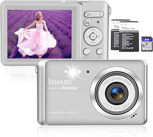 Load image into Gallery viewer, Digital Camera, Rechargeable 30MP 1080P Point and Shoot Digital Camera with 32GB Card and 2 Batteries 18X Digital Zoom Compact Small Camerafor Kids/Teens/Seniors/Beginners(Silver)
