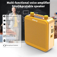 Load image into Gallery viewer, Portable Voice Amplifier with UHF Wrieless Microphone Headset, 30W Bluetooth Rechargeable Personal Voice Amplifier, PA System Speaker for Classroom, Meetings and Outdoors (Yellow)
