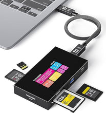 Load image into Gallery viewer, DOCKCASE Smart 8-in-1 CFexpress Type B/Type A Card Reader with Touch Screen | UHS-II SD/microSD Slots, 4K HDMI, USB-C &amp; USB-A 3.2 Gen 2 (10Gbps), 100W PD for Filmmakers, Photographers &amp; Creators
