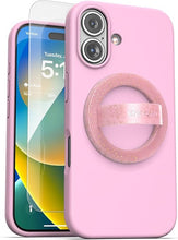 Load image into Gallery viewer, ENCASED Silicone Case Compatible with iPhone 16 with Removable Magnetic Phone Grip Holder (Compatible with MagSafe) - Pink
