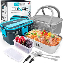 Load image into Gallery viewer, FORABEST Electric Lunch Box for Adults, 1.8L Durable No-leak Fast 80W Heated Lunch Box for Adult 12/24/110/220V Universal Food Warmer Lunch Box for Car,Truck,Office Loncheras Para Hombres De Trabajo.
