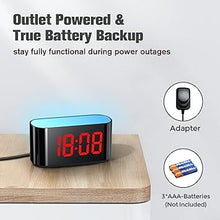 Load image into Gallery viewer, HOUSBAY Digital Alarm Clock for Bedrooms - Large Display Easy to Read Across The Room, 7 Larger Color Night Light, Dual Alarm, Dimmer, Adjustable Volume, True Battery Backup
