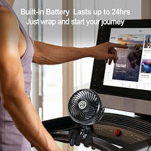 Load image into Gallery viewer, Clip on Fan for Exercise Bike/Tread, Rechargeable Battery Operated Portable Fan for Treadmill Stationary Bike Exercise Machine
