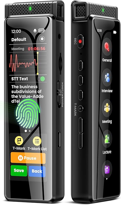 136GB Digital Voice Recorder with Playback, Innioasis R1 Full Touchscreen Voice Recorder with AI Intelligent Transcription and Bluetooth, Voice Activated Sound Audio Recorder Device with Mic (Black)