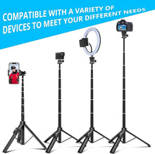 Load image into Gallery viewer, BZE Selfie Stick,62 inches Long Extendable Selfie Stick Tripod, Phone Tripod with Wireless Remote Shutter,Group Selfies/Live Streaming/Video Recording Compatible with All Cellphones
