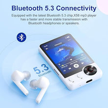 Load image into Gallery viewer, 128GB MP3 Player with Upgrade Bluetooth 5.3, Portable High Fidelity Lossless Music Player, 2.4IN Full Touchscreen MP3 Player with Built-in HD Speaker, Dual Headphone Ports, FM Radio, Recording, E-Book
