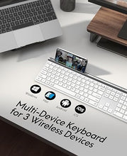 Load image into Gallery viewer, Wireless Keyboard and Mouse Combo, CHESONA Bluetooth Rechargeable Full Size Multi-Device (Bluetooth 5.0+3.0+2.4G) Wireless Keyboard Mouse Combo for Mac OS/iOS/Windows/Android (White)
