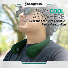 Load image into Gallery viewer, Portable Neck Fan Rechargeable USB, 5 Adjustable Modes, 4000 mAh Battery, 4-6 Hour Battery, Bladeless Fan Design, LCD Screen, Super Quiet Fan, 360° Coverage (Green)
