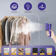 Load image into Gallery viewer, Steamer for Clothes, Portable Travel Steamer for Clothes Mini, Steamer ? Iron 2 In 1, Handheld Garment Steamer 1000W, 15s Heat Up, 100ML Water Tank, LCD Display, Rotatable Clothing Steam Iron (Purple)
