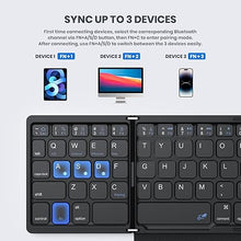 Load image into Gallery viewer, Foldable Bluetooth Keyboard, Portable Full Size Folding Keyboard with Touchpad, PU Leather, Wireless Travel Keyboard for Windows, iOS, Android, Mac
