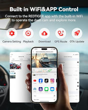 Load image into Gallery viewer, REDTIGER F9 Dash Cam 4K Front and Rear 1080P, WiFi GPS Car Camera with 32GB Card, Dual Dash Camera for Cars, Loop Recording, Night Vision, Parking Mode, Smart App Control, Support 256GB Max
