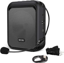 Load image into Gallery viewer, SHIDU Mini Voice Amplifier Portable Rechargeable Bluetooth Speaker with Wired Microphone Headset 10W 1800mAh PA system Supports MP3 Format Audio for Teacher, Taxi Driver, Coaches, Training, Tour Guide
