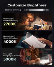 Load image into Gallery viewer, 86lux Reading Light, Rechargable Book Light for Reading in Bed, Ultralight Clip-on LED Bookmark Lamp with 3 Amber Colors &amp; Stepless Dimming for Night Reading for Book Lovers, Kids, Pink Brown
