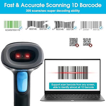 Load image into Gallery viewer, Sumicor 1D Barcode Scanner, 2.4G Wireless &amp; USB Connection Compatible with Windows 7 10 11, CCD Sensor Handheld Bar Code Reader with Holder (1D 2.4G Wireless)
