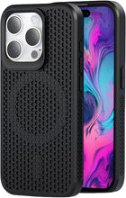 Load image into Gallery viewer, CCSmall for iPhone 16 Pro Max Heat Dissipation Case with Magnetic Ring, Mesh Breathable Hollow Cellular Hole Slim Phone Case Cover for iPhone 16 Pro Max SR Black
