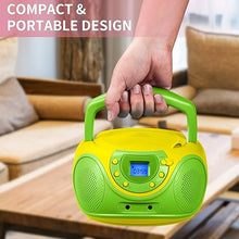 Load image into Gallery viewer, hPlay Gummy P16 Portable CD Player Boombox AM FM Digital Tuning Radio, Aux Line-in, Headphone Jack, Foldable Carrying Handle (Lime)
