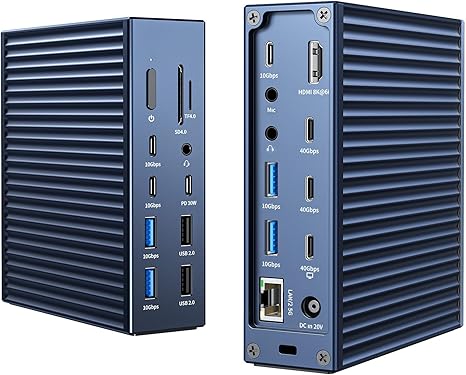 ACASIS Thunderbolt 4 Dock - 21 Ports,MacBook Pro Docking Station Dual Monitor?8K60Hz HDMI, 2.5 GbE Ethernet, SD/TF 4.0, 10Gbps USB C/A 3.2 Gen2, 3.5mm Audio, 40Gbps Dock for Mac M1/M2/M3 Pro/Max