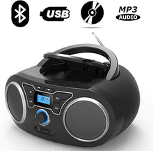 Load image into Gallery viewer, Portable Radio CD Player Boombox with Bluetooth &amp; FM Radio, USB Port, AUX Input, Headphone Jack,Compact CD Player Radio Stereo System,CD-R/CD-RW/MP3 CDs Playback(WTB-771)
