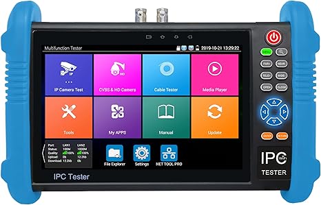 Anpviz IP Camera Tester CCTV Tester, 7 Inch Touch Screen H.265 4K AHD, TVI, CVI & CVBS Analog Camera RJ45 Cable with PoE/IP Discovery/HDMI in & Out/Built in WiFi/RS485 PTZ Control (IPC-9800ADH Plus)