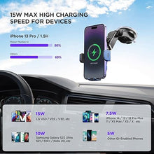 Load image into Gallery viewer, Wireless Car Charger,?7 Colored LED Backlit?15W Auto Clamping Car Charger Phone Mount Holder fit for iPhone 14 13 12 Mini Pro Max 11 XR XS X, Samsung Galaxy S23 Ultra S22 S21+ S10+ Note 20, etc - Blue
