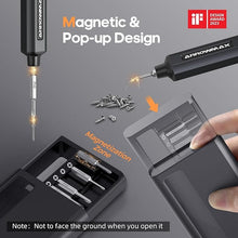 Load image into Gallery viewer, AM ARROWMAX Electric Screwdriver, Precision Screwdriver w/ 34 Magnetic Bits, 4 Torque Settings, Red Dot, IF Winning Design, Rechargeable Mini Cordless Screwdriver for Phone, Laptop, Camera (SES) Black

