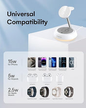 Load image into Gallery viewer, 3 in 1 Wireless Charging Station, Wireless Charger Stand with Night Light, Fast Charging for iPhone 15 Pro 14 13 12 Max/Mini/Plus, for Apple Watch 8 7 6 5 4 3 2 SE, for AirPods Pro 3 2 (White)
