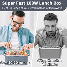 Load image into Gallery viewer, Electric Heated Lunch Box 100W - 3-IN-1 1.8L Fast Self Heating Lunch Boxes Portable for Adults,12V/24V/110V with Leak-Proof Compartment Lid for Car Truck Office Home (3 Times Faster)
